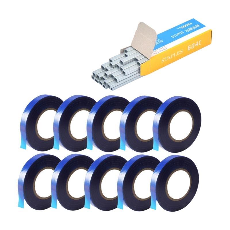 Fita de Amarração para Galhos de Plantas Ferramentas Manuais de Amarração com 1 Caixa de Grampos Para Máquina de Amarração de Jardim Vegetal