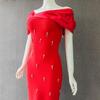 European & American Off-Shoulder Luxury Studded Bandage Evening Dress