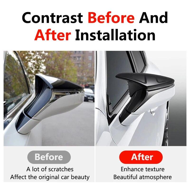 QHCP Car Rear View Mirror Cover Ox Horn Side Rearview Mirror Shell ABS For Lexus ES 200 260 300H 2018- Exterior Accessories