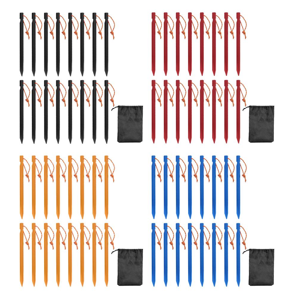 16Pcs Tent Pegs 18cm Camping Stakes Aluminum Alloy Metal Tent Spikes Outdoor Tent Nails for Outdoor Camping Canopy