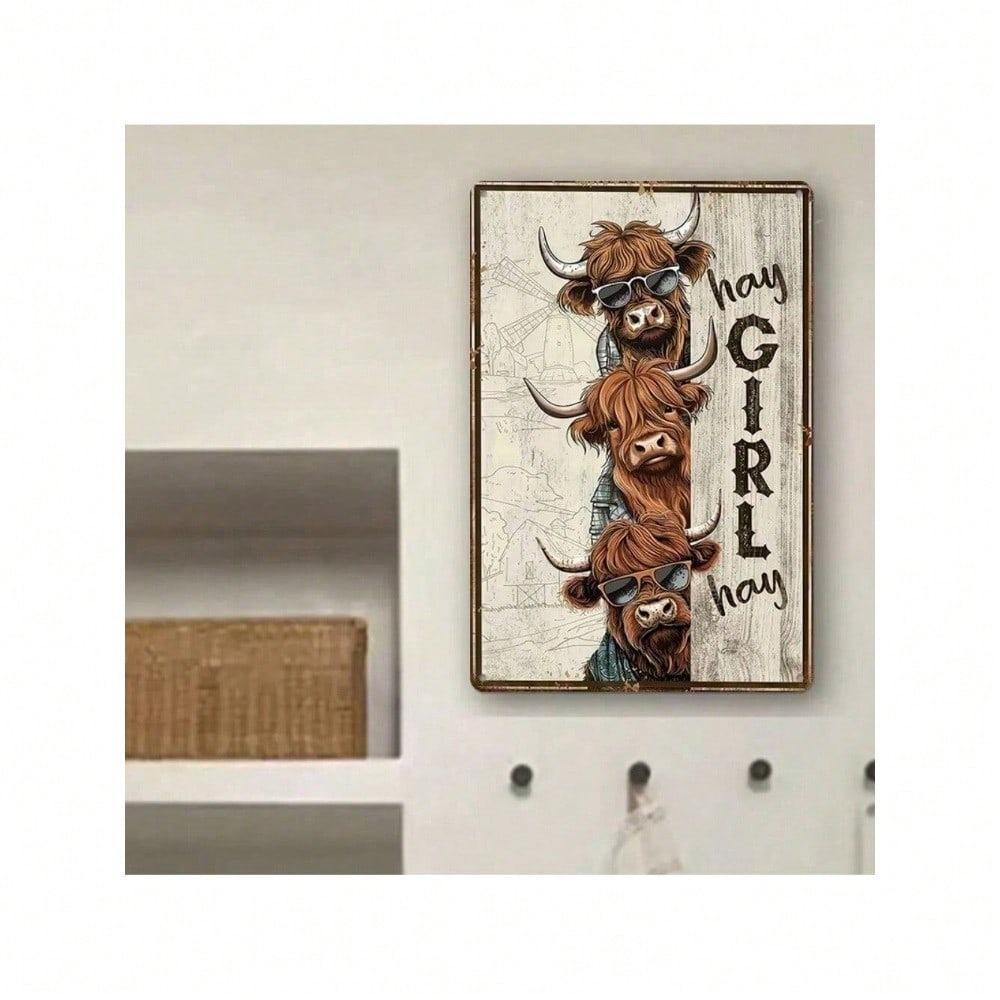 Metal Wall Art Apple Decor Country Home Kitchen Storage Basket Rustic Checkered Design