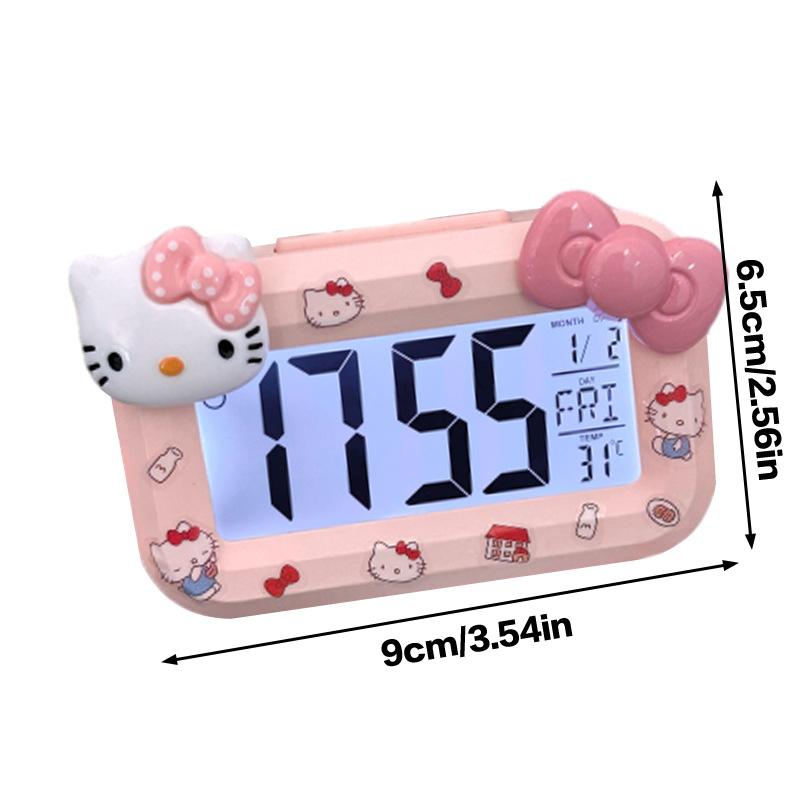 Sanrio Hello Kitty Wecker Cartoon Mini Kitty Katze Nachtleuchtende Wecker Wohnheim Desktop Ornament Student Wecker