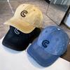 Style C Letter Print Embroidery Baseball Cap Washed Denim Snapback Hat Adjustable Peaked Hats For Women Men Sunscreen Cap Latest Korean Style