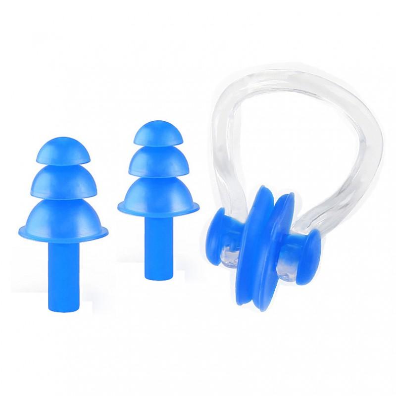 Soft Silicone Nose Clip Earplugs Set Swimming Diving Kids Adults Yellow Blue Black Pink