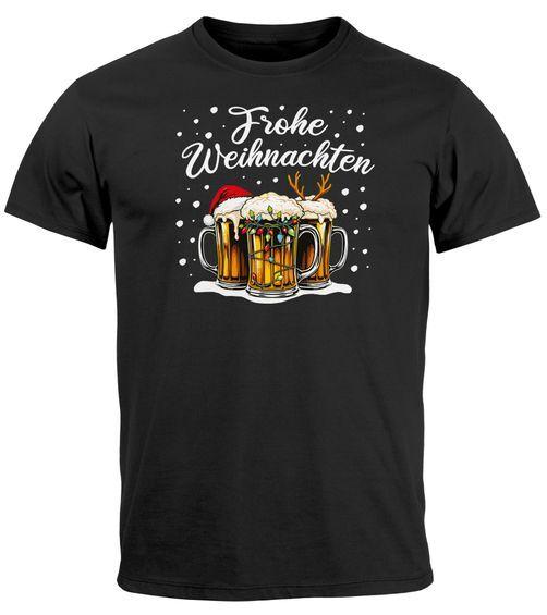 Mens T-Shirt Merry Christmas Funny Beer Beer Glasses Xmas Party Outfit-