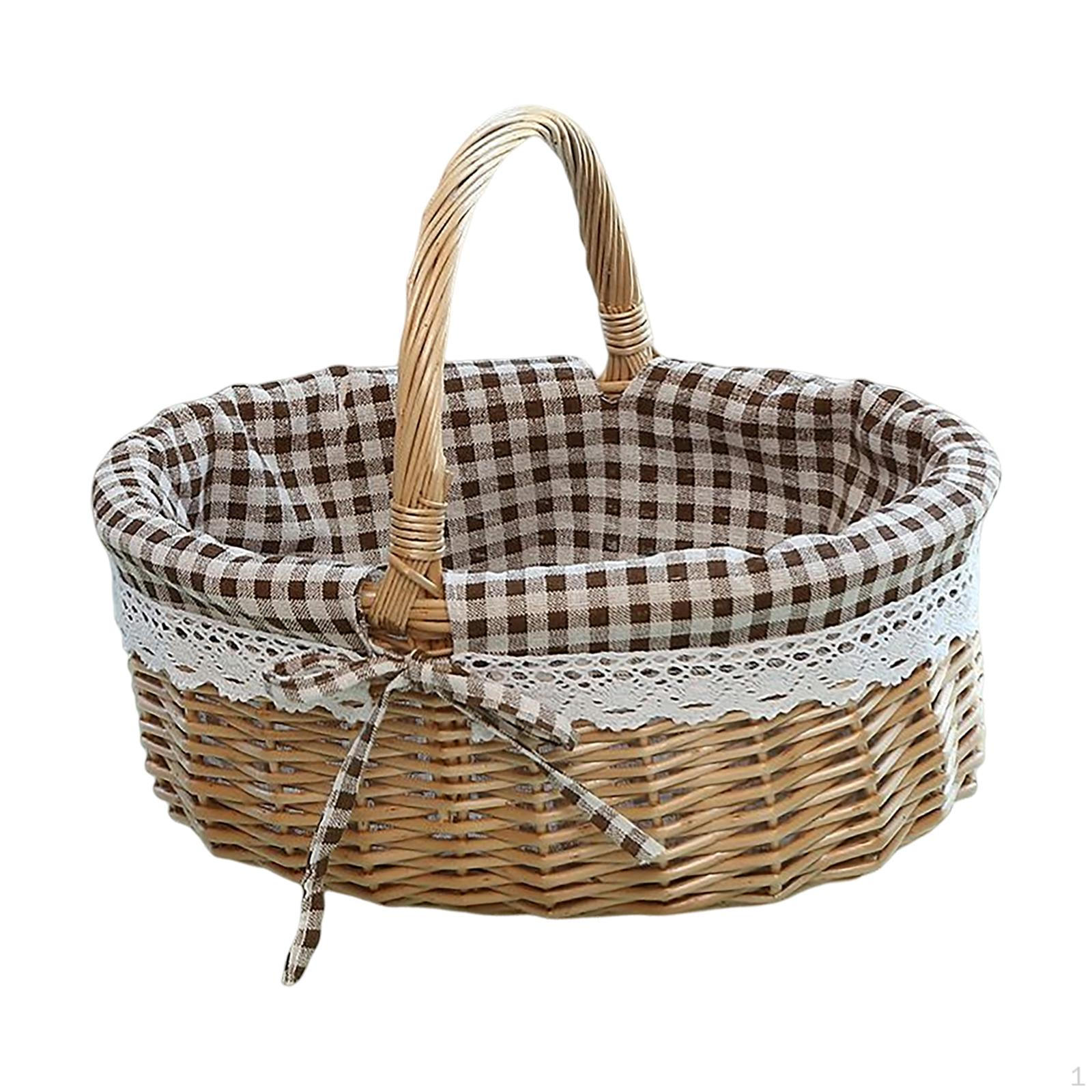 

Классическая корзина для пикника ручной работы с прочной ручкой для обедов на открытом воздухе Coffee Plaid