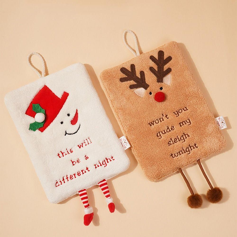 Coral Velvet Christmas Hand Towel Creative Children's Handkerchief  Holiday Party Decor