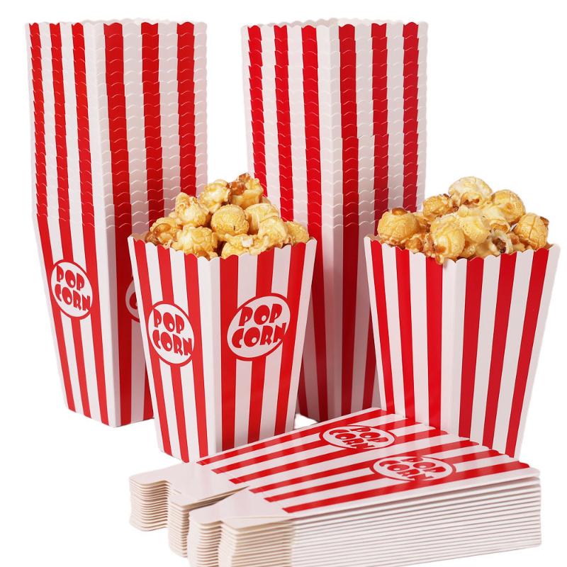 Affascinanti Scatole per Popcorn a Strisce da 20 Pezzi per Caramelle in Linea con i Temi delle Celebrazioni del Cinema
