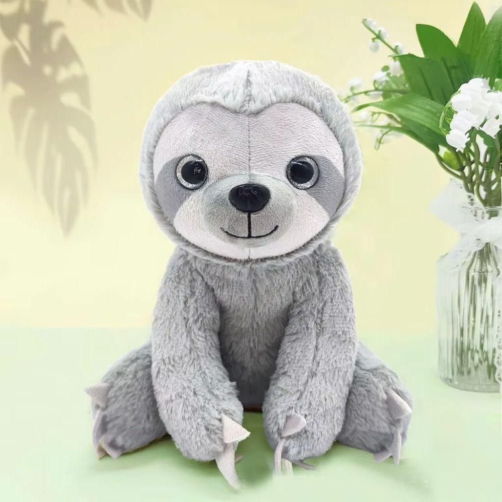Dekorační polštář Velké oči Línivec Plyšová hračka Plyšová zvířátka Měkký pohodlný Plyšový línivec Hnědá Šedá 25cm Simulační panenka línivce Dětská hračka