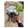 AEE4-Spring Wildflower Door Hanging Basket Wreath Spring Welcome Sign Easter Day For Front Door, Easter Decor