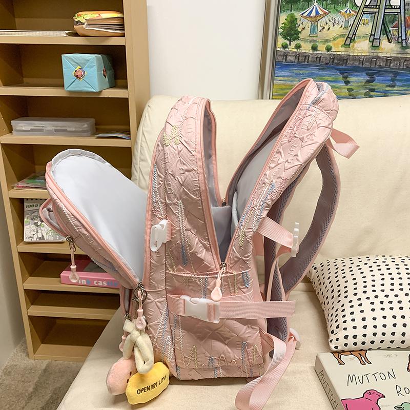 Junior High School Student Schoolbag Women's Colorful Embroidery Backpack Large Capacity Student Backpack