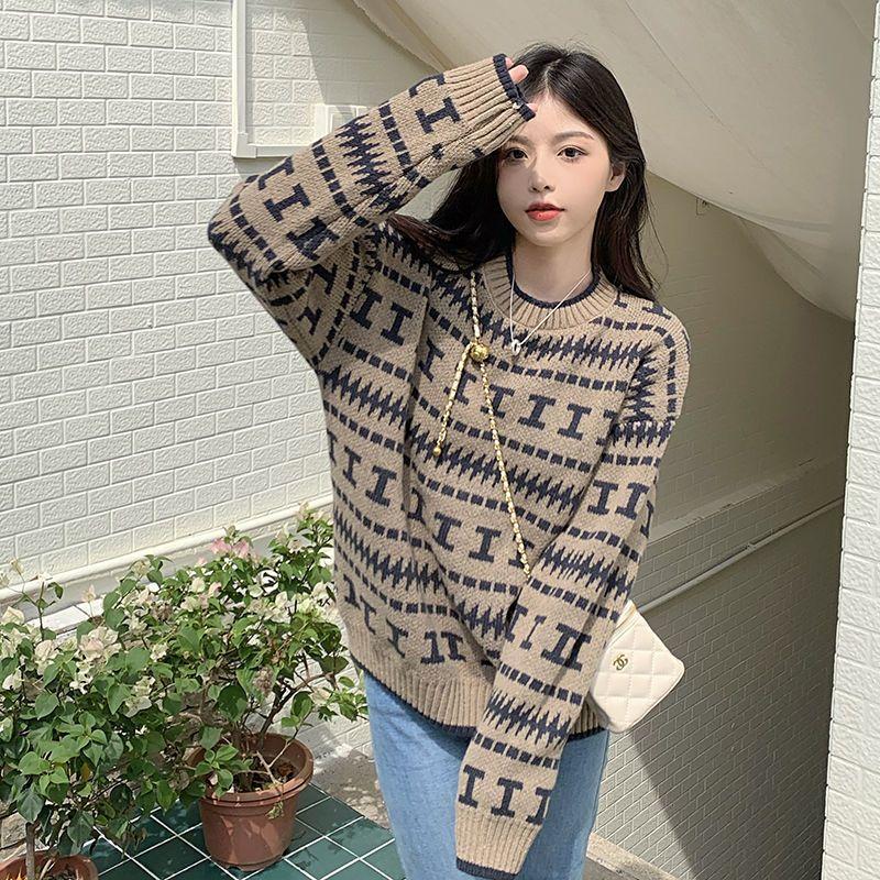 Autumn and Winter New Sweater Loose Top Women's Lazy Style Pullover Long Sleeved Retro Japanese Sweater