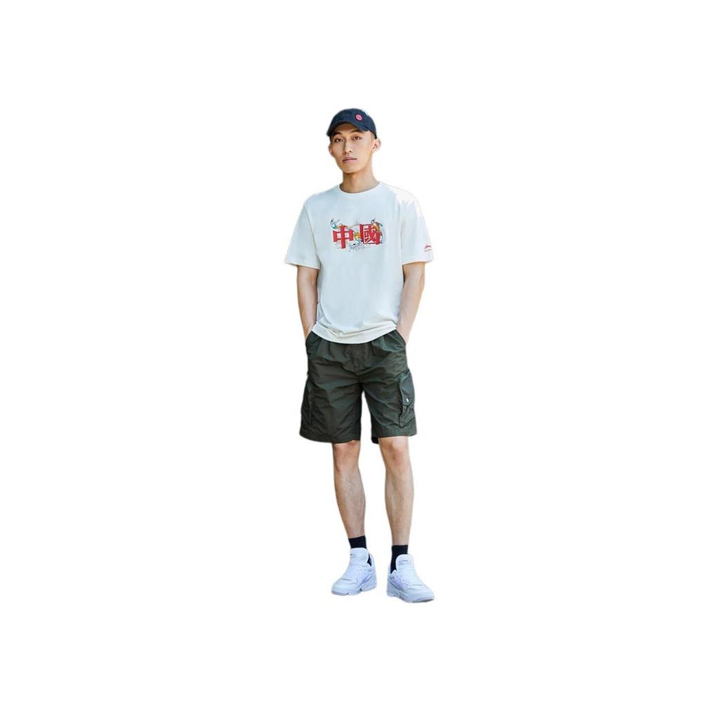 Li-Ning Sports Trend Series Auspicious Clouds Fairy Print Round Neck Casual Short Sleeve T-Shirt Men Tops AHSSA19-1