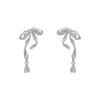 Fashion Forward Cubic Zirconia Bowknot Ear Studs Ribbon Accent Lightweight Bowknot Shaped Ear Jewelry Comfort All Day Wear