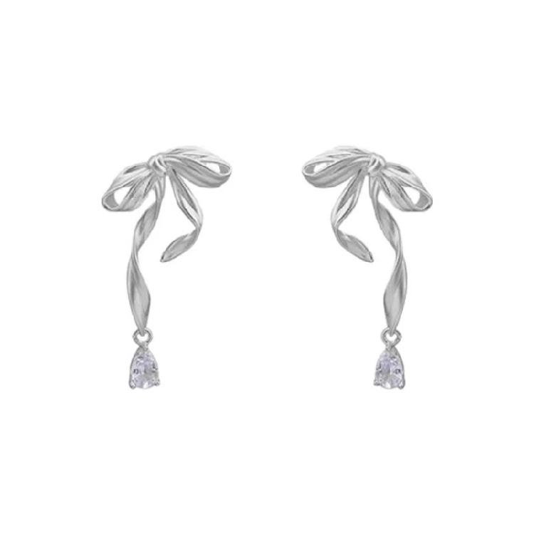 

Fashion Forward Cubic Zirconia Bowknot Ear Studs Ribbon Accent Lightweight Bowknot Shaped Ear Jewelry Comfort All Day Wear 1