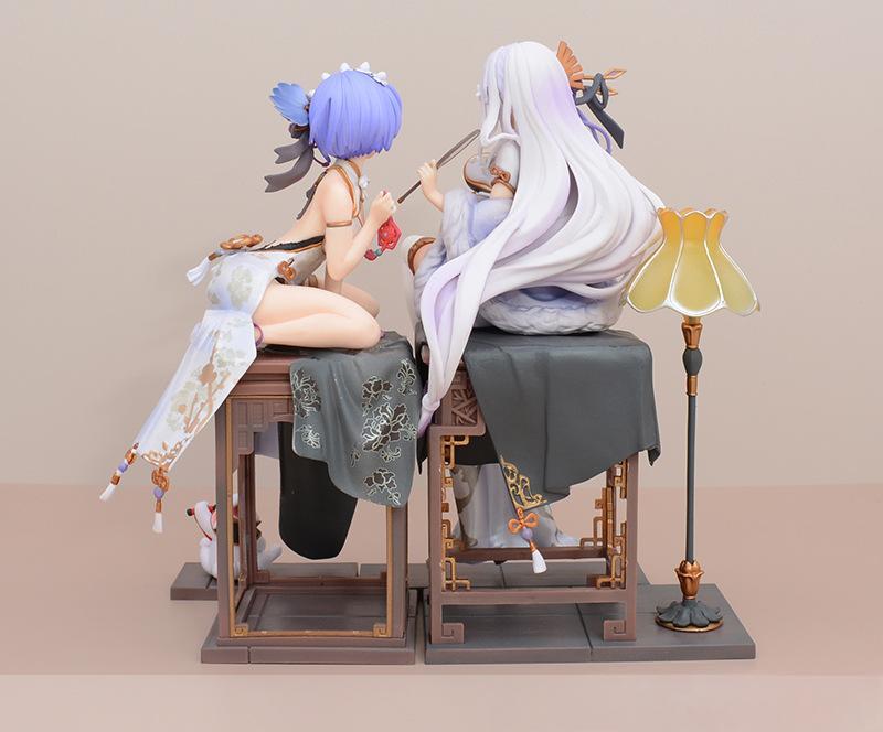 Chinese Style Cheongsam Rem and Emilia Figure Model Ornament