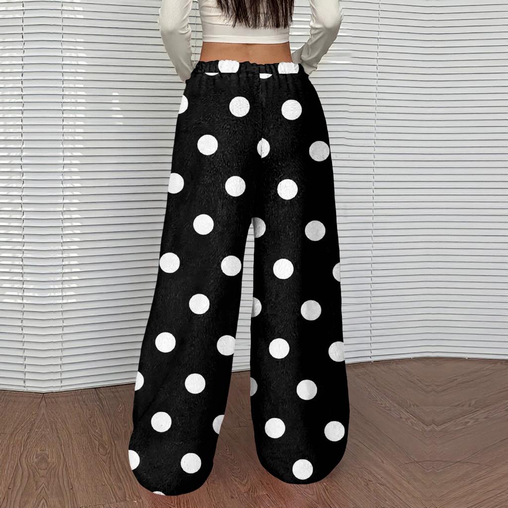 Women's Casual And Fashionable Printed Elastic Waist Loose Wide Leg Pants