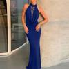 2026 Spring French Lace Patchwork Backless Halter Bodycon Dress
