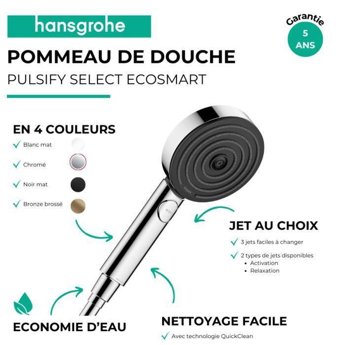 HANSGROHE Douchette à main 105 3jet Relaxation EcoSmart 9l/min noir mat Pulsify Select