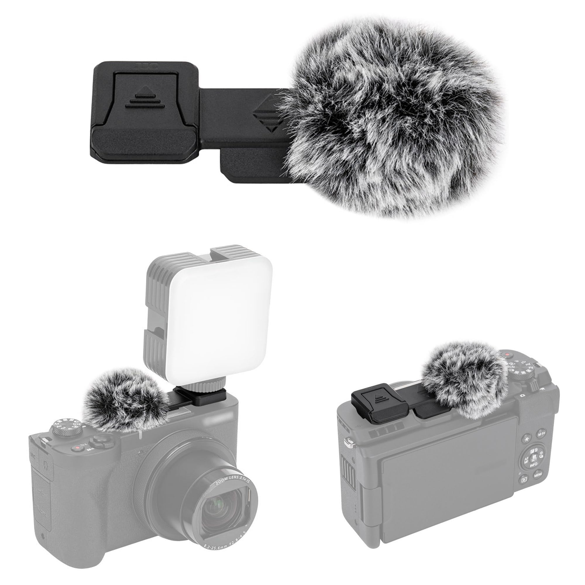 

JJC Cold Shoe Wind Muff for Canon PowerShot Microphone Wind Hot Shoe Cold Shoe Mount V1, Muff, Cover, чорний