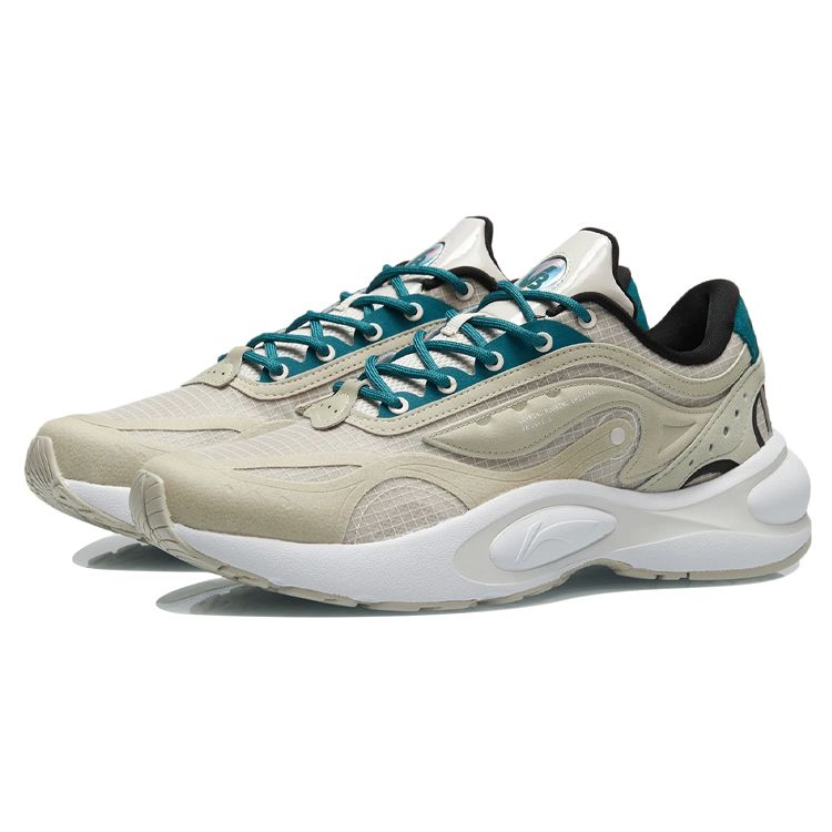 Li Ning V8 Sports Shock Absorbing Durable Low Top Running Shoes Men Sneakers Gray White ARHR039-3