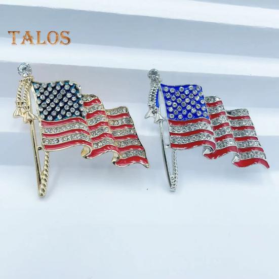 Spilla con bandiera americana patriottica, in lega di zinco, con strass, smalto, con bandiera nazionale degli Stati Uniti, per maglione, zaino, cappello, decorazione, accessori per abbigliamento da uomo e da donna