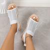 Women Wedges Sandals New Summer Plus Size Comfortable Shoes for Women Knit Elastic Slip On Lightweight Walking Sandals Women