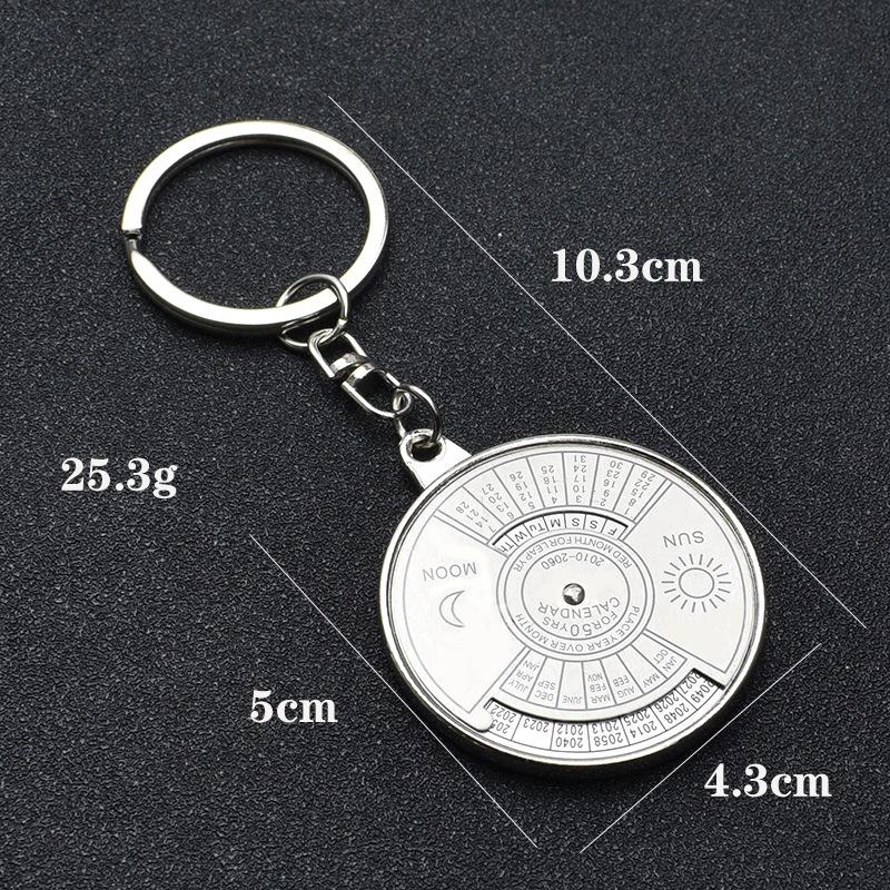 Mini 50 Years Perpetual Calendar Unisex Key Chain Unique Metal Car Key Holder Ring 50 Years Perpetual Calendar Keyring