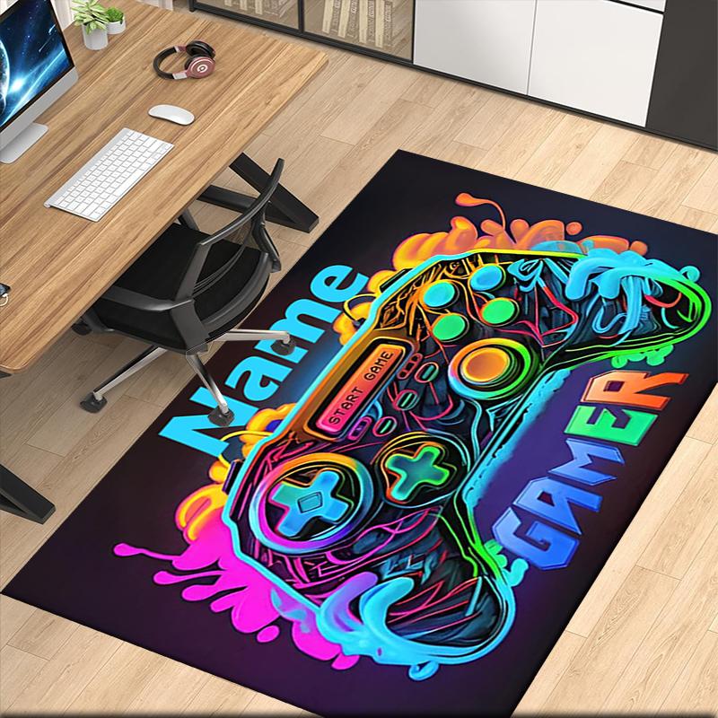 Custom Name Game Controller Printed Carpet, for Office Chair Living Room Bedroom Kitchen Room Decor Gifts.
