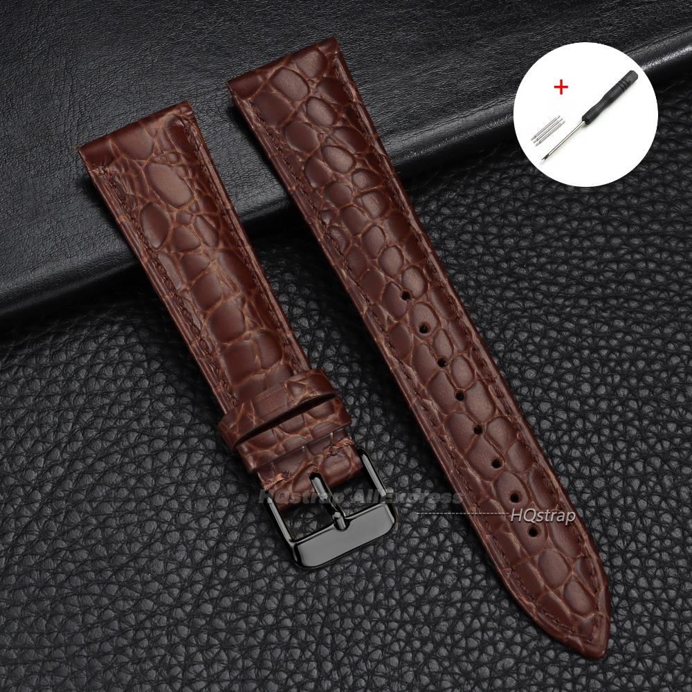 Fashion Leather Watch Strap 18mm 19mm 20mm 21mm 22mm Universal Bracelet for Men Women Business Crocodile Pattern Soft Wristband