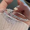 Temperament 925 Sterling Silver Plated Lucky Peace Pendant Bamboo Joint Lotus Open Bangles for Women Good Meaning Jewelry Gifts