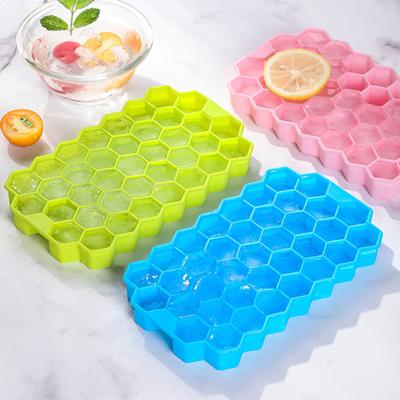 Eiswürfelform aus Silikon mit Wabenstruktur und Deckel, 37 Mulden, einfaches Herauslösen, BPA-frei, für den Sommer, Kühlschrank, Cocktail