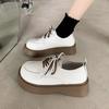 Women's College Style Lace-up Leather Shoes Thick-soled Casual Non-slip Wear-resistant Loafers