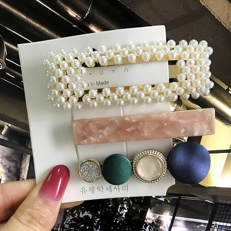 1Set Women Girls Elegant Pearls Hair Clips Sweet Headwear Hair Ornament Hairpins Barrettes Hairgrip Hair Accessories