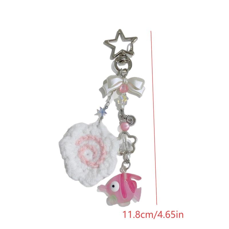 Kawaii Japanese Street Food Fish Cake Keychain Creative Food Keyring  Bag Pendant Y2K Girly Key Accessories