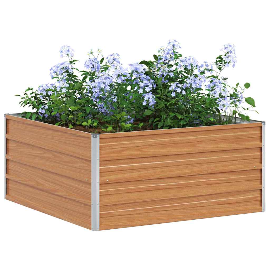 Raised Bed Light Brown 100 X 100 X 45 Cm Galvanized Steel