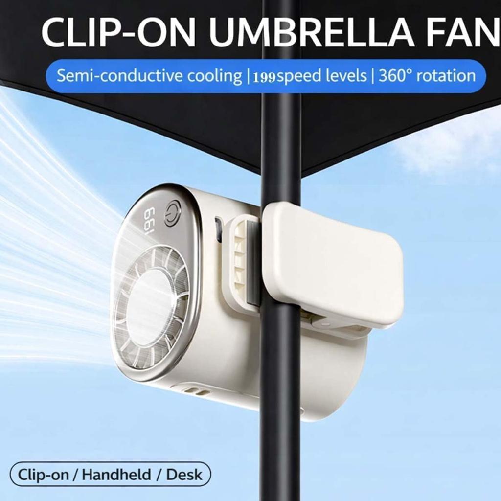 Car Clip on Air Conditioner Fan, Portable Clip on Fans with LED Display - 360° Rotation, 199 Speeds & Semi-Cooling Technology