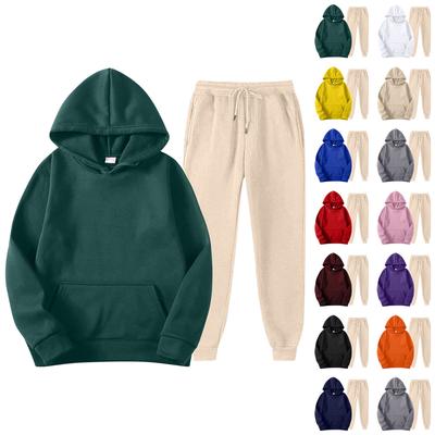 Erkek Kapşonlu Spor Eşofman Unisex İki Parçalı Koşu Kıyafetleri Uzun Kollu Kazak Hoodies Kazak + Eşofman Takımı