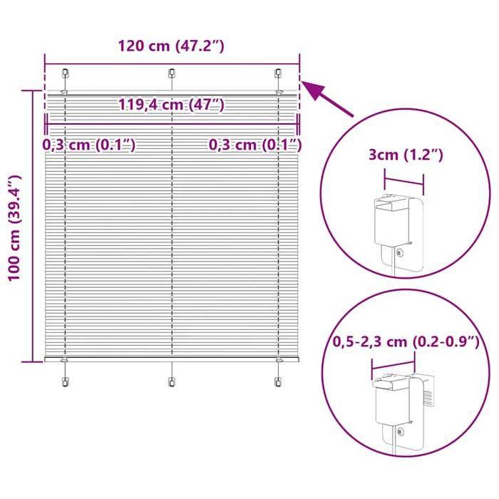 VidaXL Store plissé vert pétrole 120x100cm largeur du tissu 119,4cm, store plissé de fenêtre, store accordéon, store plissé 4015385