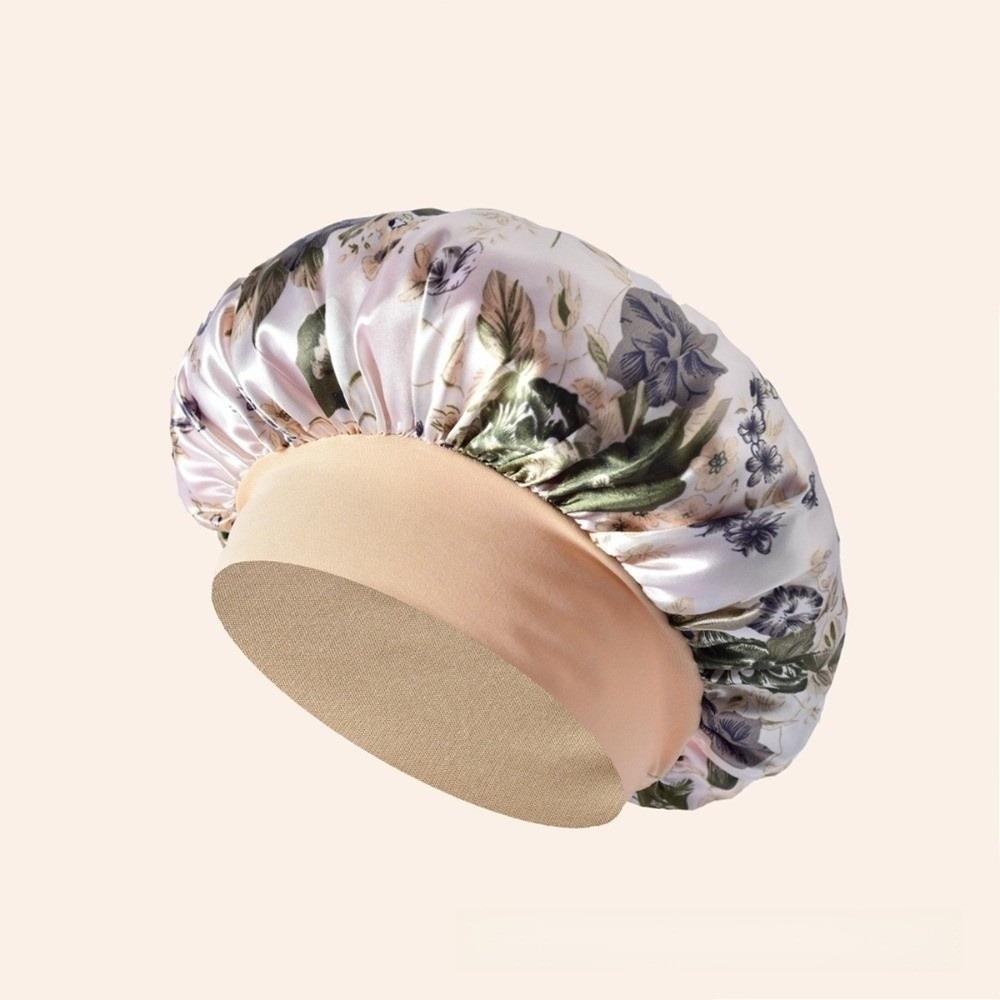 

Wide Brim Sleep Bonnets Silk Hair Bonnet Fashion Sleeping Hat Hair Care бежевий