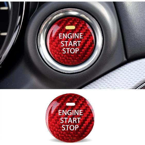 

Real Carbon Fiber For Mazda 3 6 CX-3 CX-5 CX-9 MX-5 Miata Accessories Car Keyless Engine Start Stop Push Button Cover Sticker Carbon red