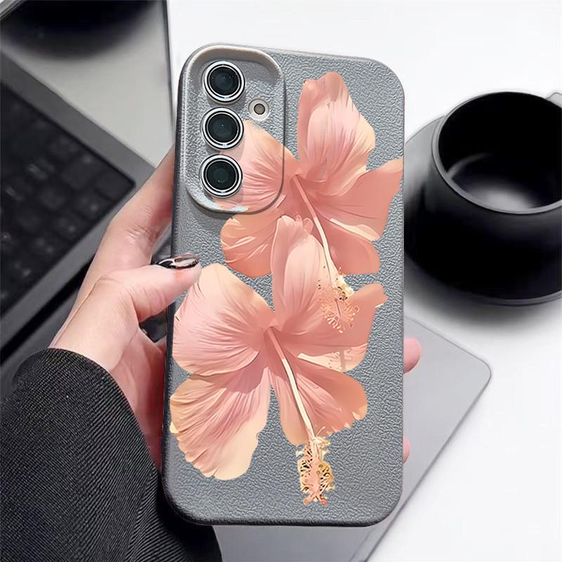 Pink Hibiscus Flower Pattern Case For Samsung Galaxy S26 S25 S24 Ultra S23 S22 S21 FE A54 A15 A35 A55 A16 A26 A36 A56 A17 A37 A57 5G Funda
