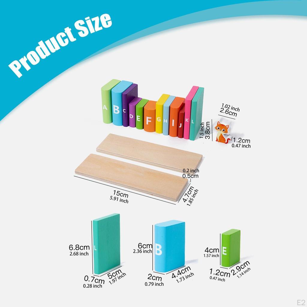 Wooden Building Blocks Set,Stacking Color Shape Sorting Toys with Cat for Toddlers School