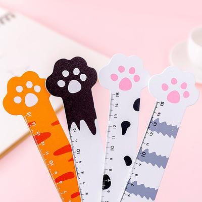 19cm Cute Cat Paw Wooden Straight Rulers, Kawaii School Office Supplies Planner Accessories Student Prize