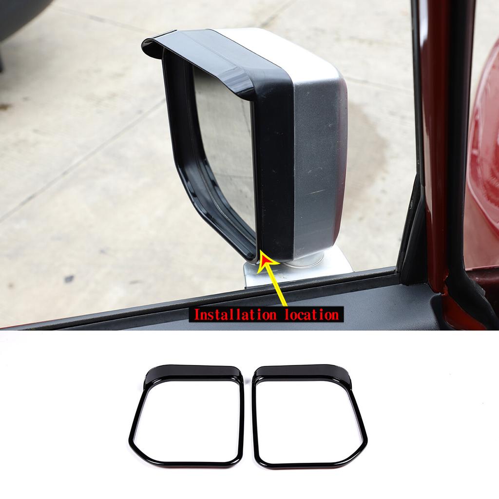 Glossy Black Side Rearview Mirror Rain Eyebrow Cover For Toyota FJ Cruiser 07-21