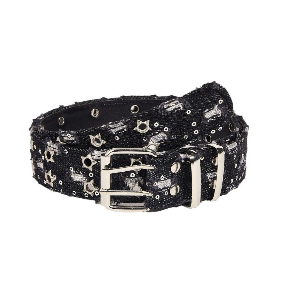 Versatile Punk Denim Waistband Luxury Design Waist Strap Trend Star Hollowed Belt
