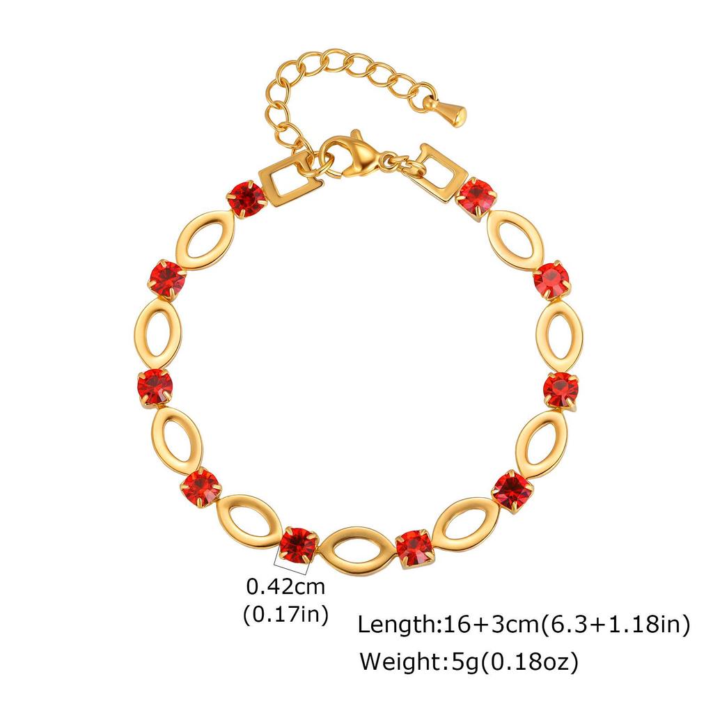 Women's Stainless Steel Oval Rhinestone Bracelet Necklace BR-2527