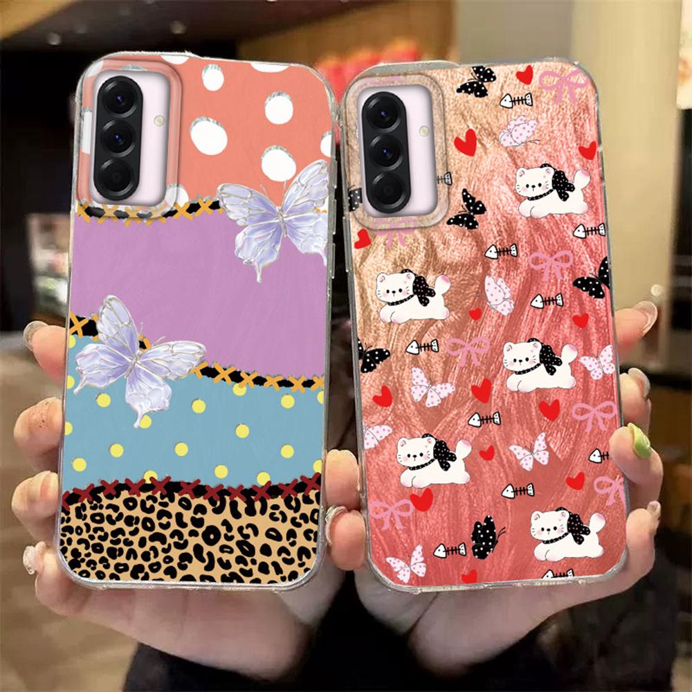 Paar Bunt Schmetterling Farbverlauf Für Samsung A56 A16 A26 A36 A25 A15 A55 S24 S25 Plus Handyhüllen Cover Funda Silikon Bumper Hart PC Rückseite