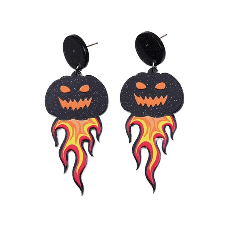 Fashion Dangle Earrings Spirit Pumpkin Skull Flower Drop Earrings Statement Jewelry Halloween Cartoon Acrylic Earrings