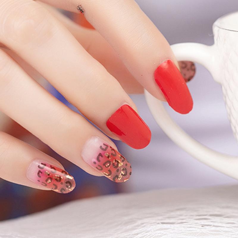Red Leopard Print Nail Stickers, 16-finger Fairy Waterproof Nail Polish Stickers, Nail Polish Film Nail Polish Stickers